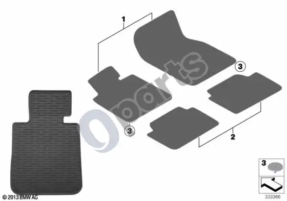 BMW 1 E81 E87 guminis kilimėlis – schema