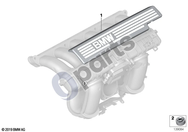 BMW 1 E81 E87 (2004–2011) Įsiurbimo kolektoriaus sistemos tvirtinimo detalės schema – pozicija 02: Guminė įvorė