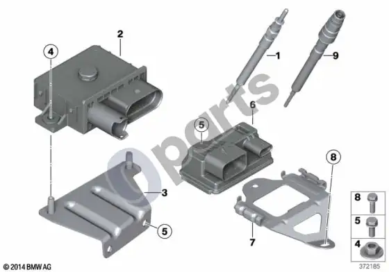 BMW 1 E81 E87 kaitinimo žvakių blokas – schema