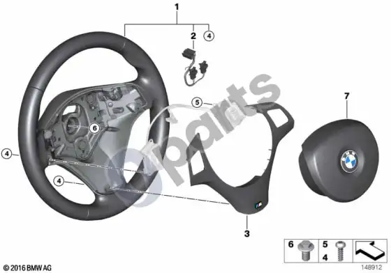 BMW 1 E81 E87 m sporto vairas, oro pagalvė, multifunkcinis – schema