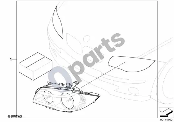BMW 1 E81 E87 montavimo komplektas, ksenoniniai žibintai – schema