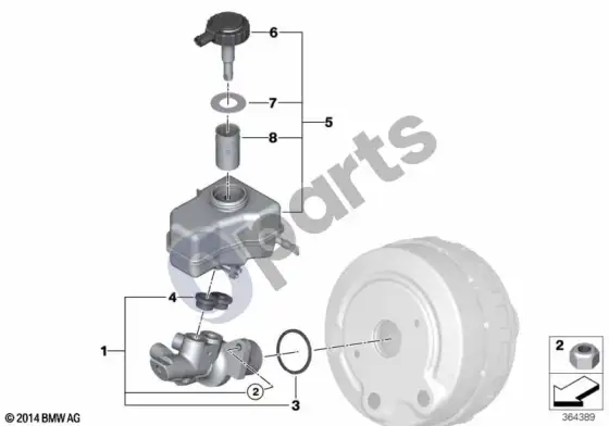 BMW 1 E81 E87 pagrindinis stabdžių cilindras – schema