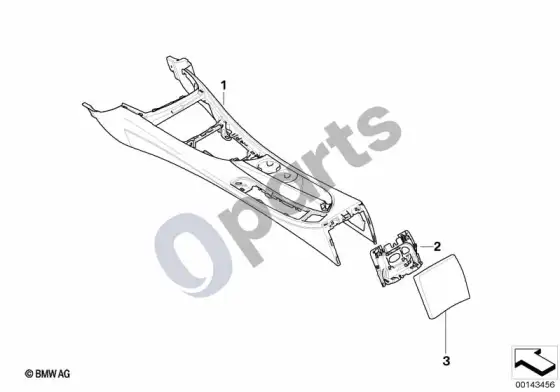 BMW 1 E81 E87 papildomas gėrimų laikiklio montavimas, centrinė konsolė – schema