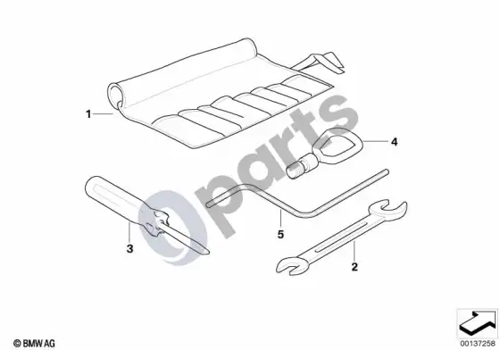 BMW 1 E81 E87 papildomas įrankių komplektas – schema
