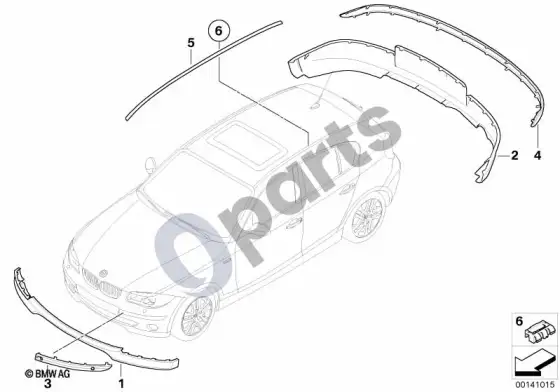 BMW 1 E81 E87 papildomas išorinių detalių dažymas kėbulo spalva – schema