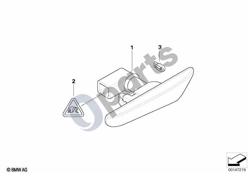 BMW 1 E81 E87 (2004–2011) Papildomas posūkio rodiklio žibintas schema – pozicija 02: Universalus lizdo korpusas, nekoduotas
