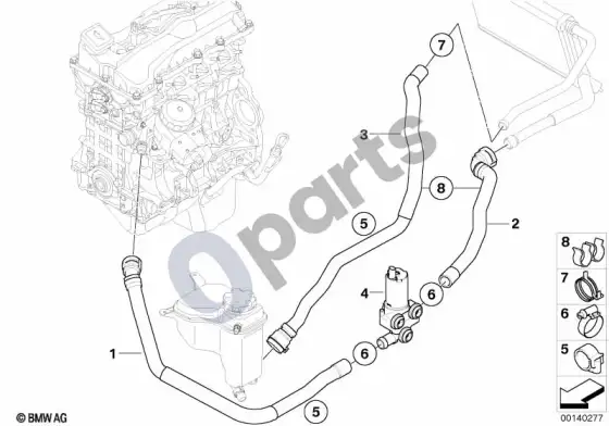 BMW 1 E81 E87 papildomas vandens siurblys / vandens žarna / vožtuvas – schema
