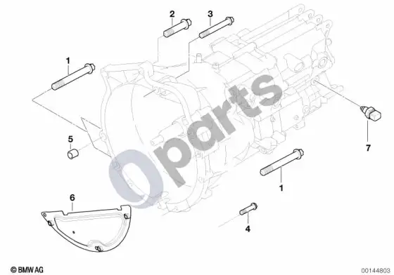 BMW 1 E81 E87 pavarų dėžės tvirtinimo detalės; 2006.03 - ... – schema