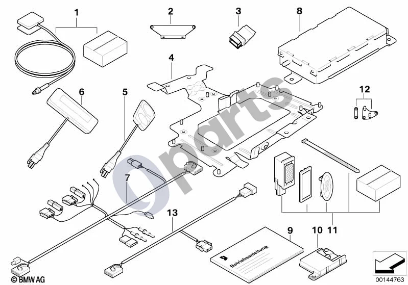 BMW 1 E81 E87 (2004–2011) Pavieniai komponentai laisvų rankų įrangai, Bluetooth schema – pozicija 08: Įkrovimo elektronika, laisvų rankų