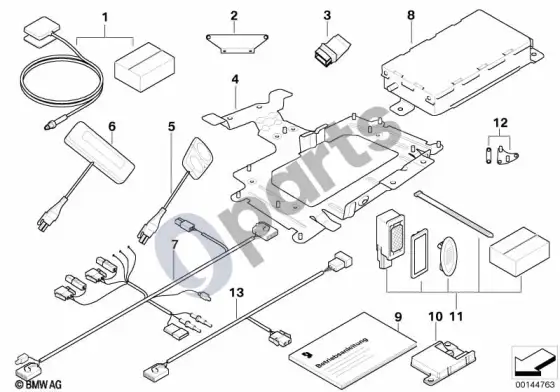 BMW 1 E81 E87 pavieniai komponentai laisvų rankų įrangai, bluetooth – schema