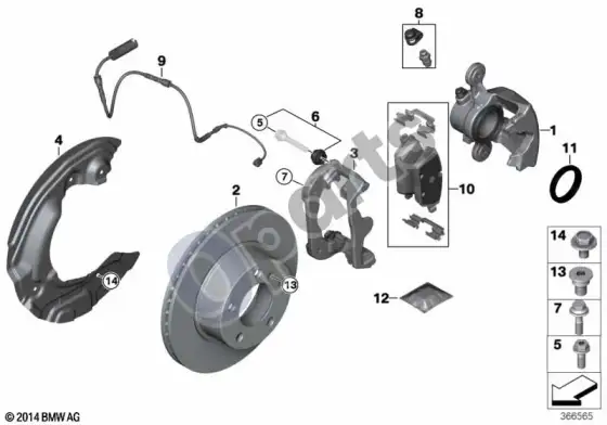 BMW 1 E81 E87 priekinio rato stabdys, stabdžių trinkelių jutiklis – schema