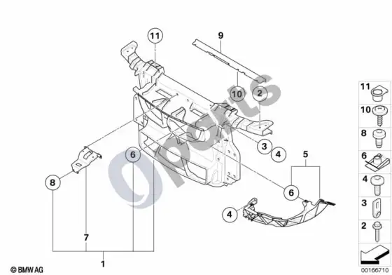 BMW 1 E81 E87 priekinis skydas – schema
