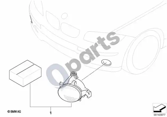 BMW 1 E81 E87 priekinių rūko žibintų montavimo komplektas – schema