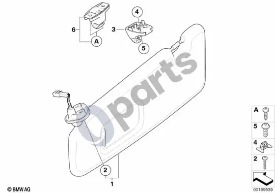 BMW 1 E81 E87 saulės skydeliai – schema