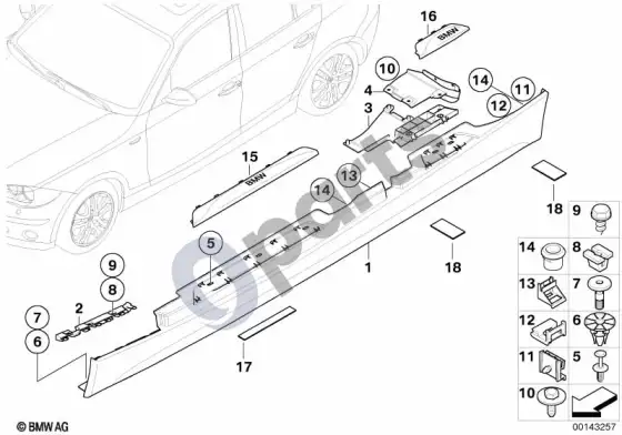 BMW 1 E81 E87 slenksčio/ratų arkos apdaila; ... - 2007.03 – schema