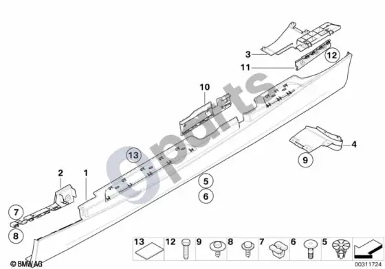 BMW 1 E81 E87 slenksčio/ratų arkos apdaila; 2007.03 - ... – schema