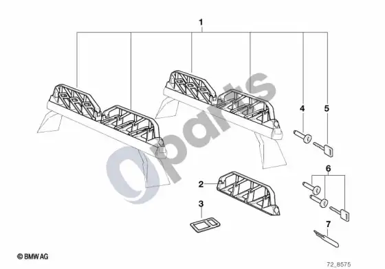 BMW 1 E81 E87 standartinis slidžių laikiklis 6 porų slidėms – schema
