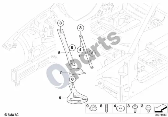 BMW 1 E81 E87 statramsčių skersinė jungtis – schema