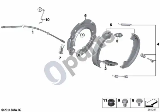 BMW 1 E81 E87 stovėjimo stabdys / stabdžių kaladėlės – schema