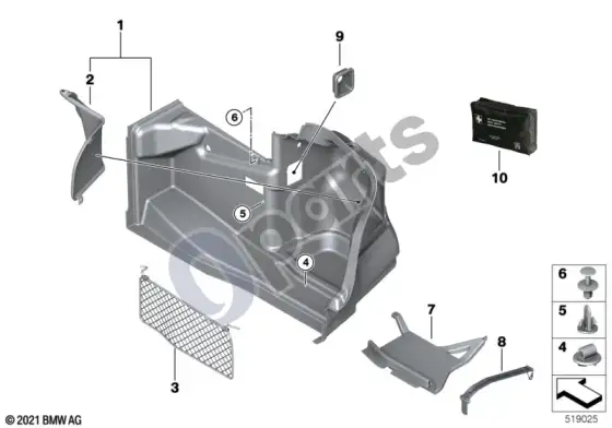 BMW 1 E82 E88 bagažinės apdailos plokštė, dešinė – schema