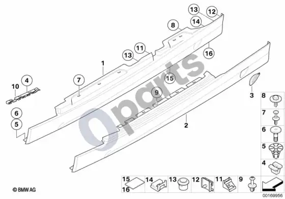 BMW 1 E82 E88 BMW performance aerodinamika, slenkstis – schema