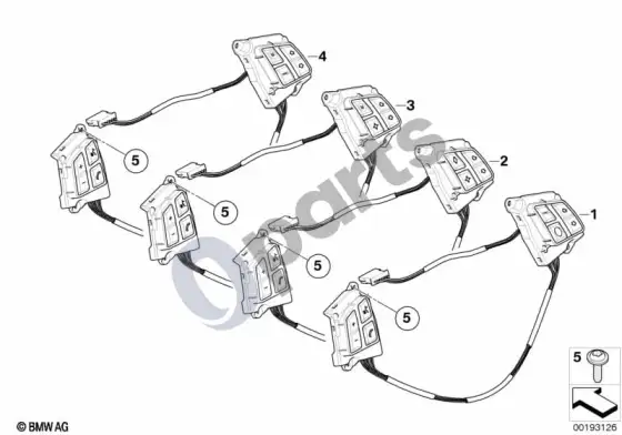 BMW 1 E82 E88 daugiafunkcio sportinio/m vairo jungiklis – schema