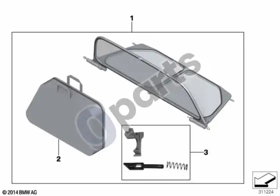 BMW 1 E82 E88 vėjo deflektorius – schema