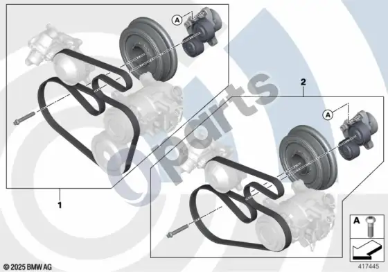 BMW 1 E82 E88 diržinių pavarų remonto komplektas, value line (E88 120D, E88 118D) – schema