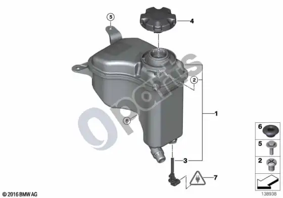 BMW 1 E82 E88 išsiplėtimo bakelis – schema