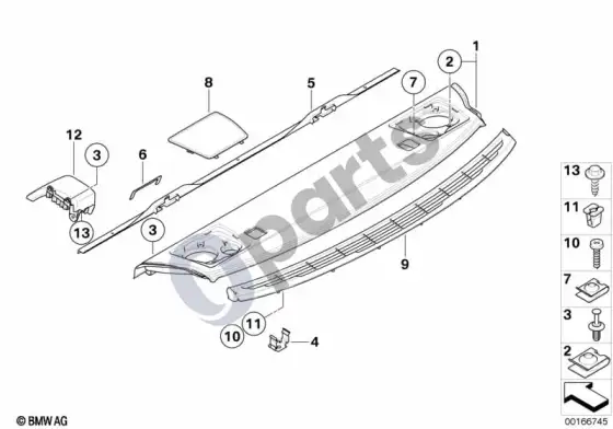 BMW 1 E82 E88 galinio lango lentyna – schema