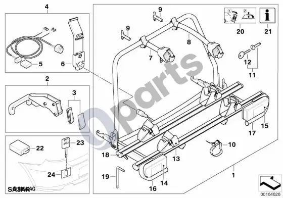 BMW 1 E82 E88 galinis bagažinės laikiklis ECE – schema