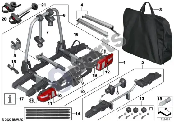 BMW 1 E82 E88 galinis dviračių laikiklis pro 2.0 – schema