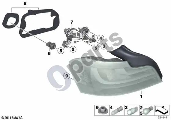BMW 1 E82 E88 galinis žibintas – schema