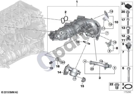 BMW 1 E82 E88 įsiurbimo kolektorius EGR be sklendės valdymo – schema