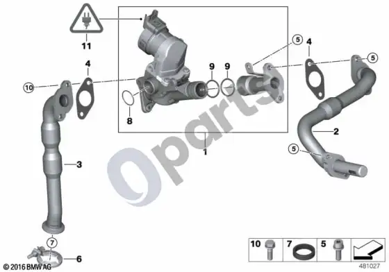 BMW 1 E82 E88 išmetamųjų dujų valymas – schema