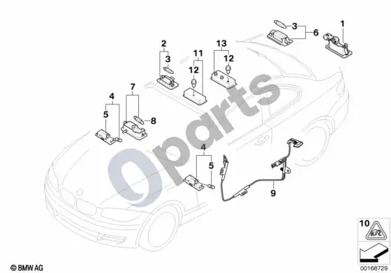 BMW 1 E82 E88 įvairios lemputės – schema