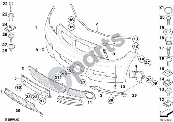 BMW 1 E82 E88 m apdailos plokštė, priekinė – schema