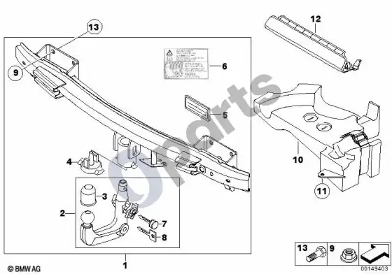 BMW 1 E82 E88 nuimamas vilkimo kablys – schema