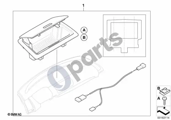BMW 1 E82 E88 papildomas montavimas, daiktadėžė prietaisų skydelyje – schema