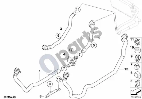 BMW 1 E82 E88 papildomas vandens siurblys/vandens žarna – schema