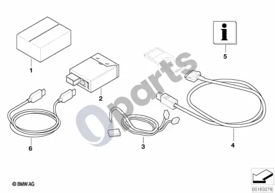 BMW 1 E82 E88 papildomos įrangos komplektas, usb/ipod jungtis – schema