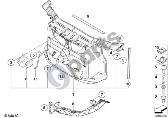 BMW 1 E82 E88 priekinis skydas – schema