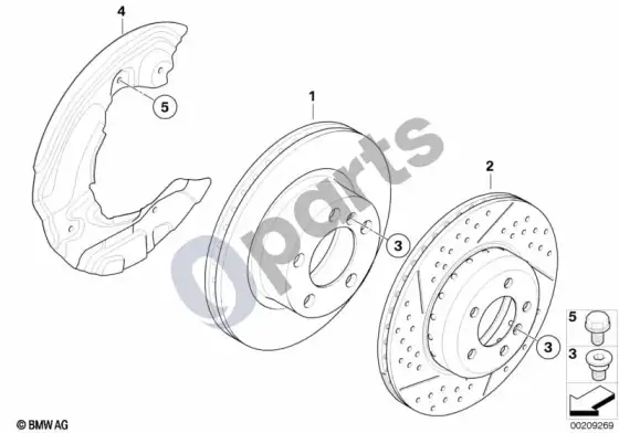 BMW 1 E82 E88 priekinis stabdys / stabdžių diskas – schema