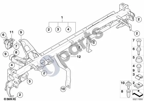 BMW 1 E82 E88 prietaisų skydelio laikiklis – schema