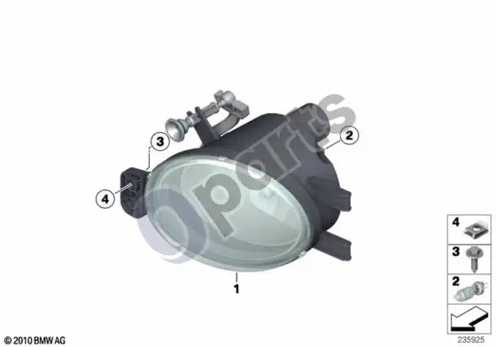 BMW 1 E82 E88 rūko žibintai; 2011.03 - ... – schema
