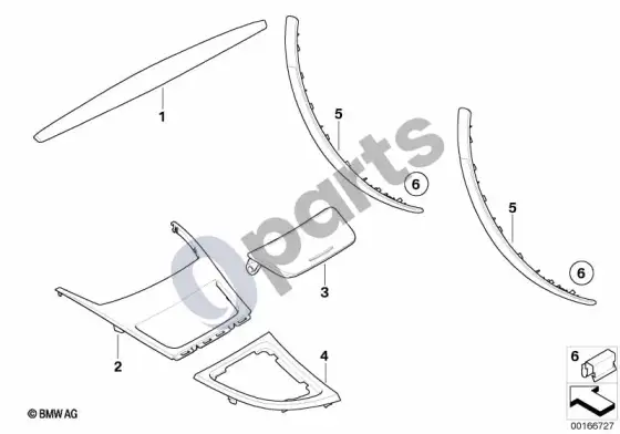 BMW 1 E82 E88 salono apdailos juostelės, karbonas – schema