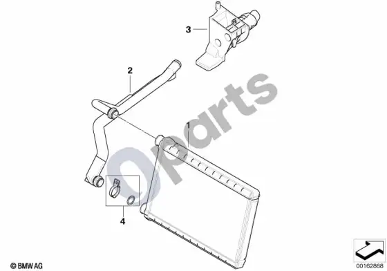 BMW 1 E82 E88 šildytuvo radiatorius – schema