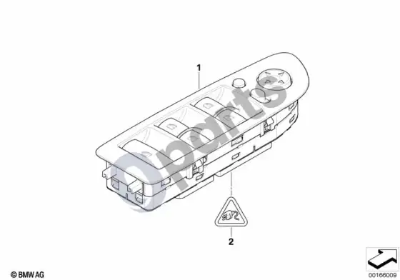 BMW 1 E82 E88 vairuotojo pusės lango kėlimo jungiklis – schema