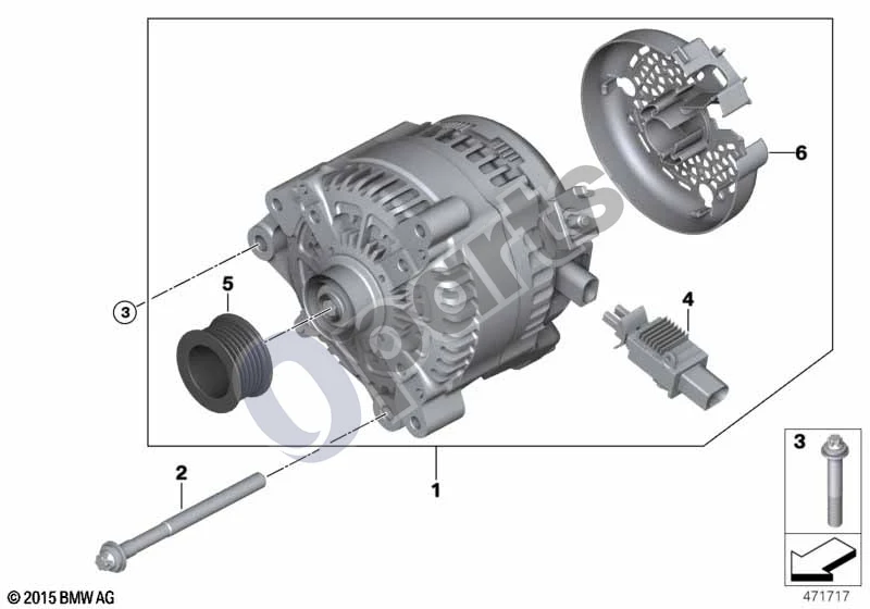 BMW 1 F20 F21 (2011–2019) Generatorius B47 schema – pozicija 01: RP generatorius