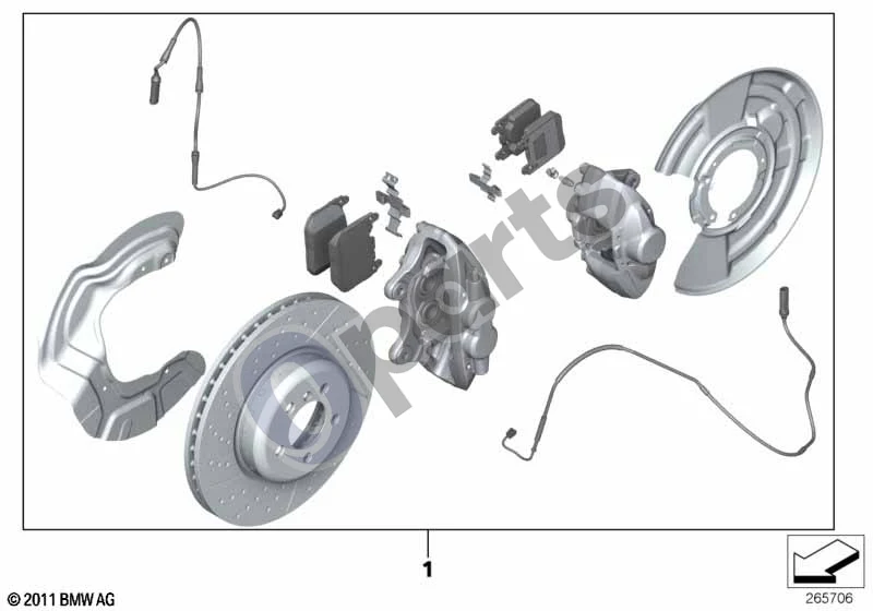 BMW 1 F20 F21 (2011–2019) M Performance stabdžių komplektas, priekinis/galinis schema – pozicija 01: Sportinių stabdžių papildomo įrengimo komplektas, raudonas